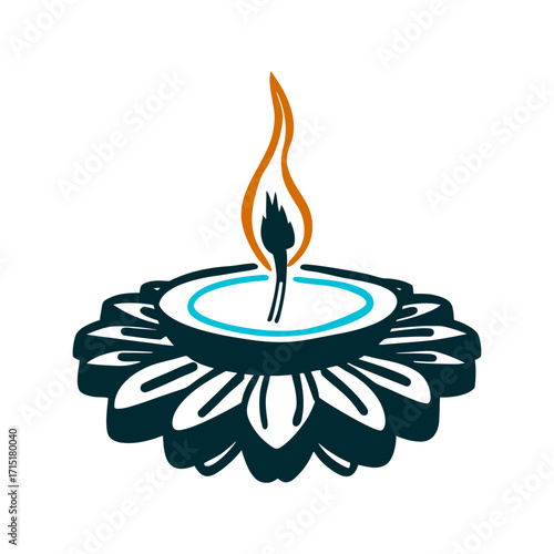 Diwali Diya Lamp with Flame Illustration Diwali, Diya, Lamp, Flame, Illustration, Vector, Traditional, Hindu, Festival, Light, Celebration, Graphic, Design, Indian, Decorative Diwali, Diya, Flame, Lam