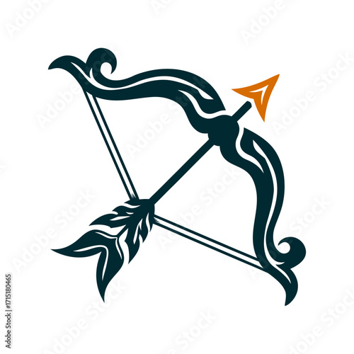 Stylized Rama Navami Bow and Arrow Illustration Rama Navami Bow Dhanush with taut string and arrow stylised as sharp arcs and lines