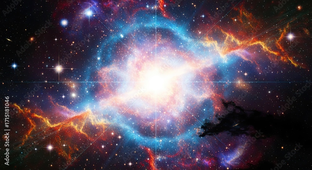 Fototapeta premium Vibrant Cosmic Nebula and Stars in Deep Space.