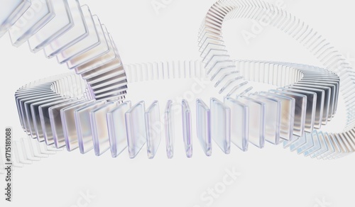 Digital technology, modern wallpaper. Abstract 3d background with glass dispersion cube shapes and circle effect. Geometric iridescent crystal glass. 3D illustration 4k 8k.