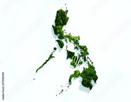 Detailed map of the Philippines, showing lush vegetation