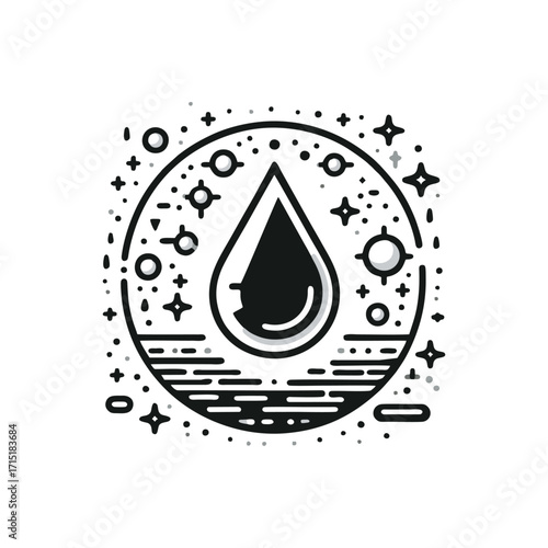 Abstract design featuring a droplet in a cosmic scene