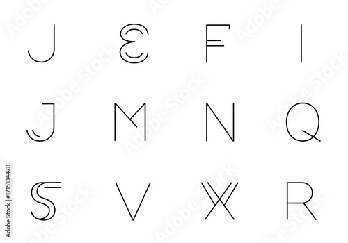 Minimalist Line Art Alphabet Modern Font Design.