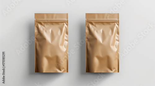 Duas embalagens de café vazias em fundo branco