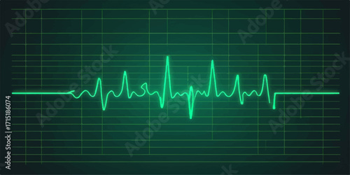Abstract ECG heartbeat line on monitor graph illustration for medical health pulse rate