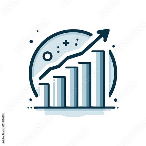 Abstract growth chart with upward trend and stars