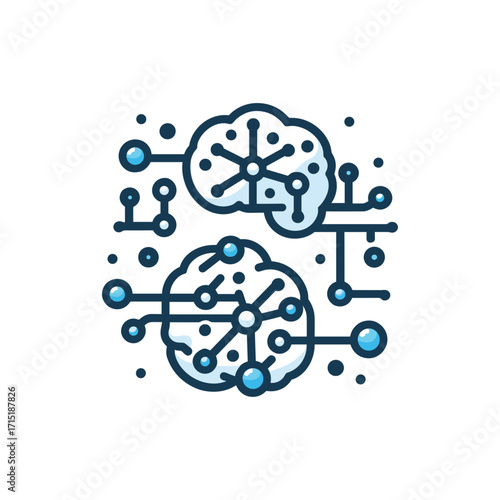 Abstract illustration of interconnected brains and nodes