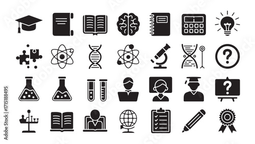 Collection of education and science themed icons