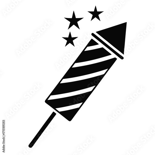 Black firework rocket with stars white