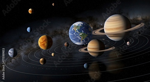 Solar System Planets: Earth, Saturn, Jupiter, Venus, Mars, Mercury, Uranus, Neptune
