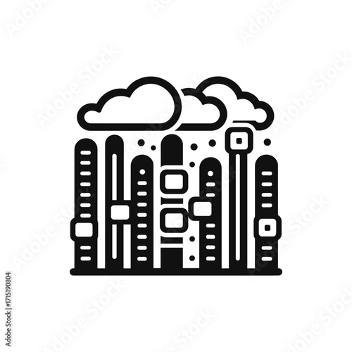Abstract representation of sound waves with clouds