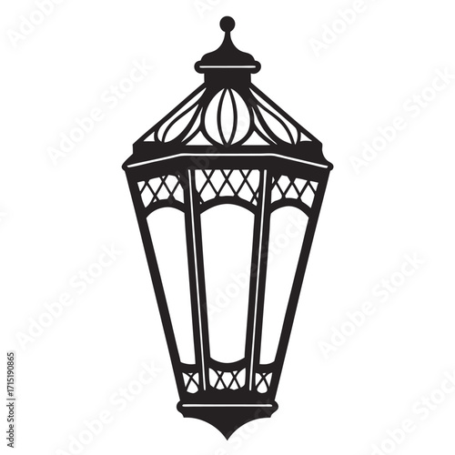 Ornate vintage lantern silhouette arabic
