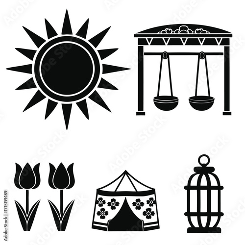 Sun swings tulips tent birdcage solar rays