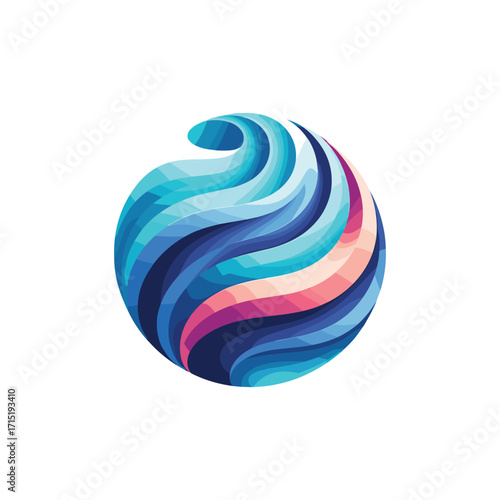 Abstract wave design in vibrant blue and pink hues