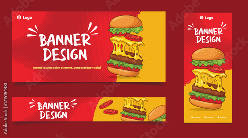 abstract background burger template design banner