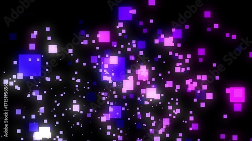 Particles, 4K, Gradation, Special Effects, Animation, Background, Materials, Nature, Motion, Simple, Effects, Fantastical, Video Footage, Space, Glow, Purple, White, Dark, Squares, Fantasy
