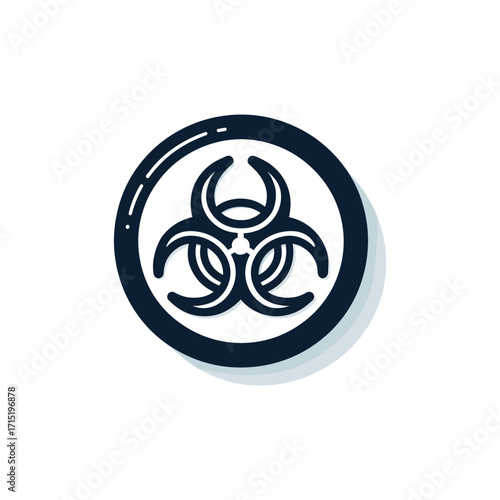 Biohazard symbol in a circular design with shadow