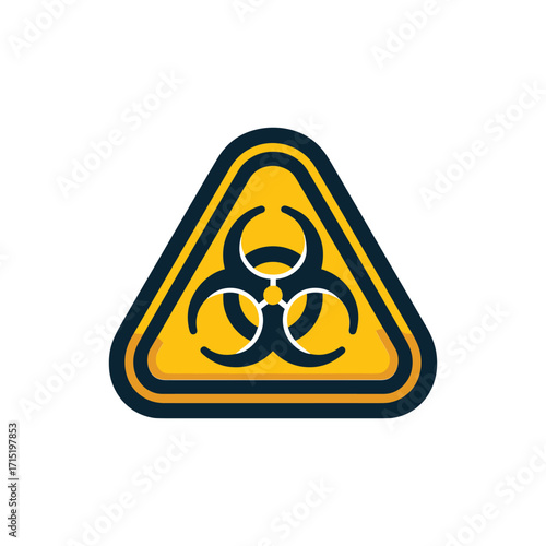 Biohazard symbol on a yellow background indicating danger