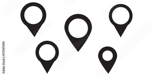 location map pointer icon, place pin marker sign - red gps map pointers in flat style, destination symbols. location pin line icon, Navigation sign