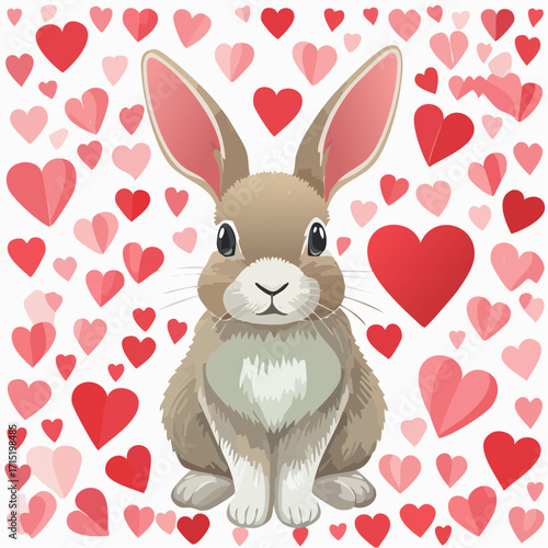 Hintergrund niedlicher Hase mit Herzen