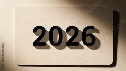 Wallpaper Mural 2026 Digital Year: Bold numeric 2026 casts a defined shadow on a minimalist canvas, projecting future concepts. Torontodigital.ca