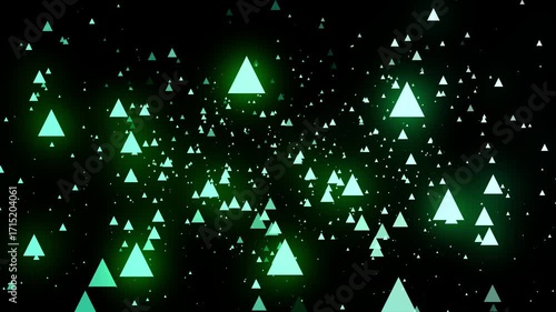 Particles, 4K, Gradation, Special Effects, Animation, Background, Materials, Nature, Motion, Simple, Effects, Fantastical, Video Footage, Space, Directional, Triangle, Green, Light Blue, Glow