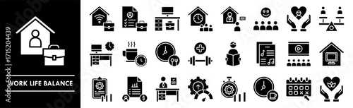Work Life Balance icon collection set. Containing design balance, work, life, health, lifestyle, business, success