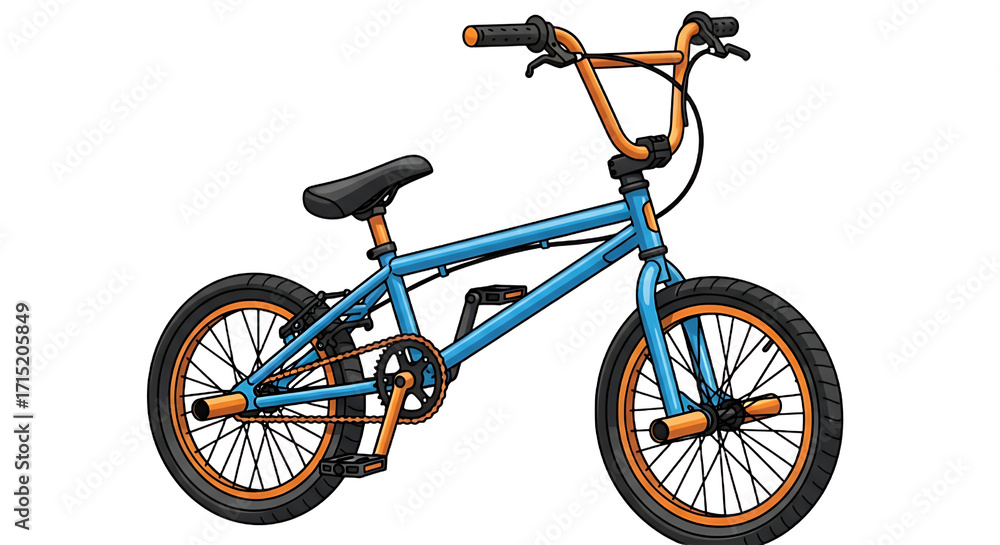 Fototapeta premium Blue BMX Bike with Orange Accents Sporty Urban Cycling Illustration