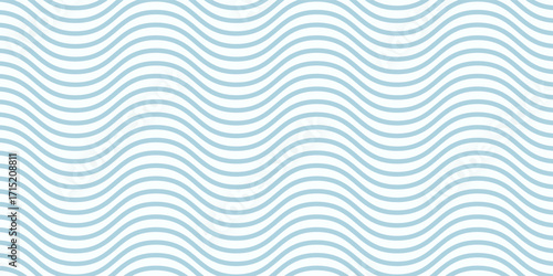 Seamless Wave Pattern, Hand drawn water sea vector background. Wavy beach print, curly grunge paint lines,