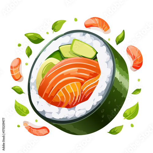 sushi roll illustration isolated object