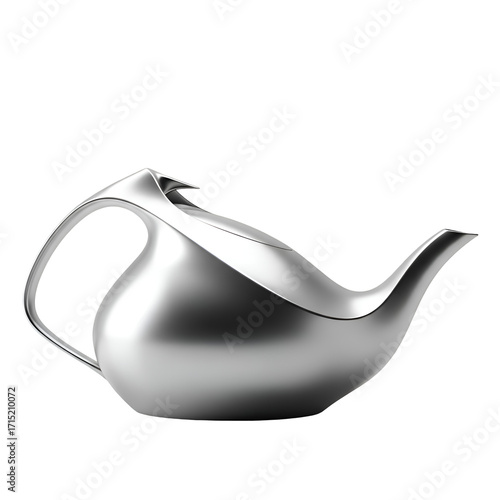 Wallpaper Mural Silver Teapot Shines Elegantly on Transparent Background, Displaying Modern Design and Smooth Texture Torontodigital.ca
