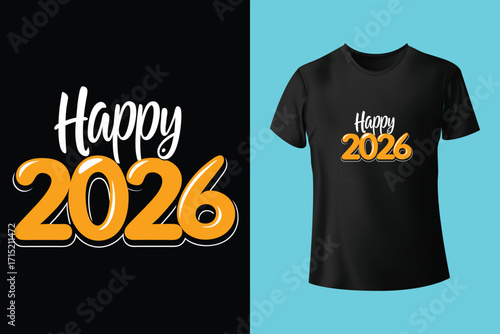 2026 happy new year t shirt design template