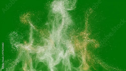 Shimmering magical glitter sparks flowing and shimmering ethereally, isolated on green screen fantasy, celebration, mystical