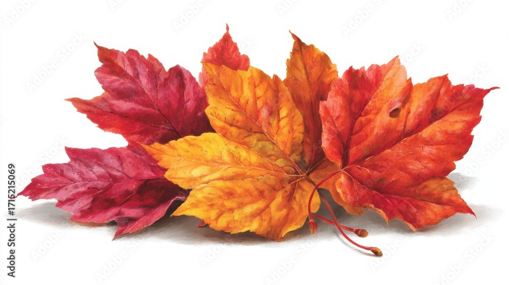 Fototapeta premium Colorful Autumn Leaves Collection in Red, Yellow, and Orange Shades