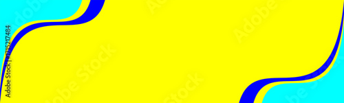 Bright abstract background with yellow center and wavy blue cyan borders for modern design.