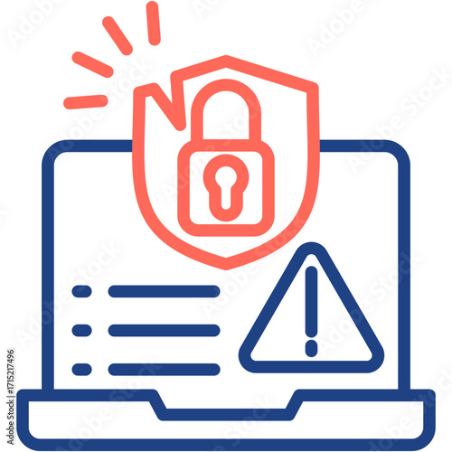 Security Breach line color icon
