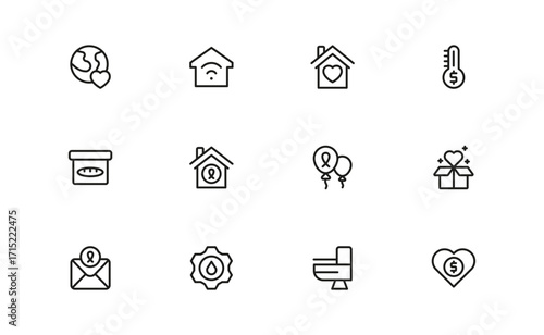 Social Utilities and Public Services Icons  Professional Modern Line Icon Pack with Unique Vector Style for Social Support and Utility Themes