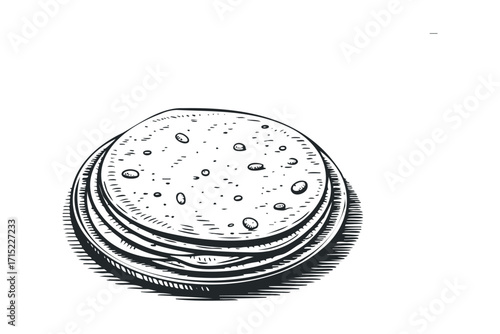 Stack of Tortillas on Transparent Background. Vector hand drawn