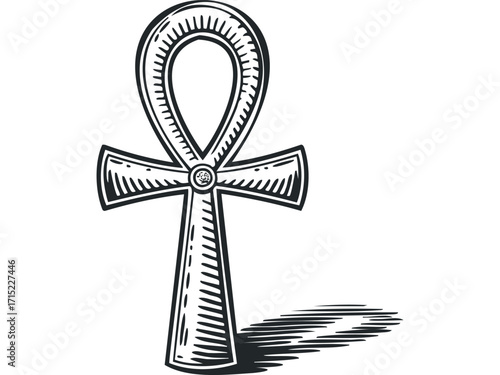 Ancient Egyptian Ankh Symbol. Vector hand drawn
