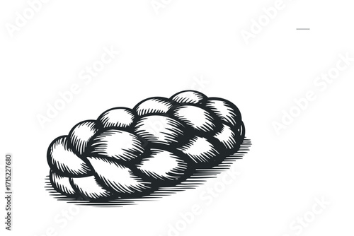 Braided bread loaf with transparent background. Vector hand drawn