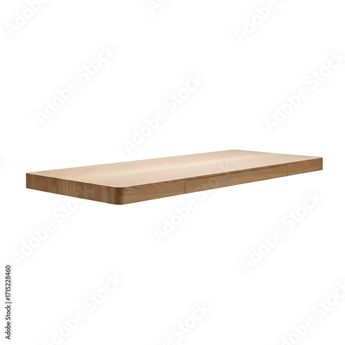 Wallpaper Mural Floating Wooden Shelf Sits Elegantly Against Transparent Background, Showcasing Minimalist Design, Clean Lines, and Natural Wood Grain Torontodigital.ca