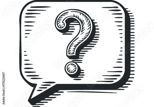 Hand drawn question mark inside a speech bubble. Vector hand drawn