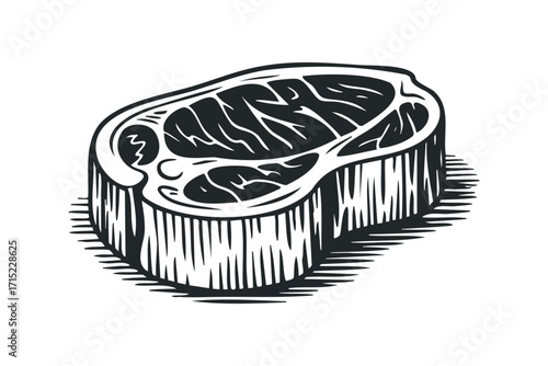 Raw meat cut section line art. Vector hand drawn