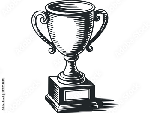 Trophy award prize cup symbol on transparent background. Vector hand drawn