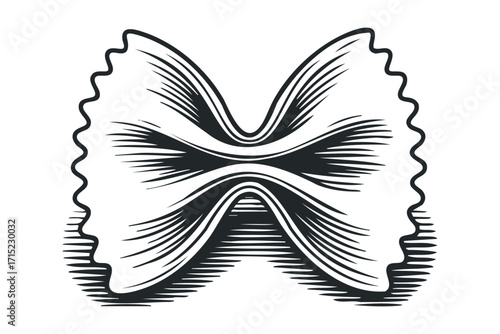 Farfalle pasta shape isolated on transparent background. Vector hand drawn