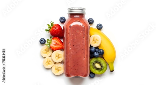 Smoothie bottle mockup with plain label, isolated