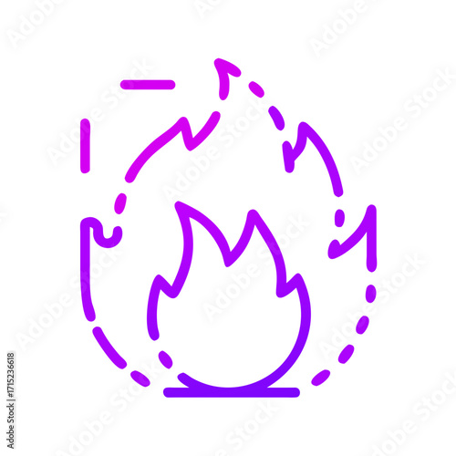 A vibrant and modern illustration of a flame, rendered in a bold and appealing style. The graphic is characterized by its clean lines and striking colors, conveying a sense of energy and dynamism