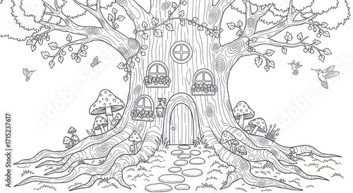 Wallpaper Mural Enchanted tree house illustration Torontodigital.ca