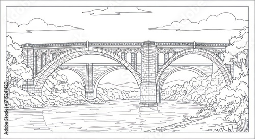 Wallpaper Mural Line art bridge illustration Torontodigital.ca