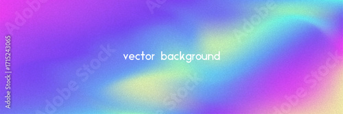Noise Gradient Background. Abstract Grainy Bg In Pink, Purple And Blue Colors. Iridescent Hologram. Pearlescent Holographic Texture With Rainbow Foil. Soft Pastel Mesh With Neon Glow And Blur